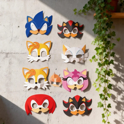 Sonic Party Masks 12pcs Set - Birthday Carnival Cosplay Props Gift