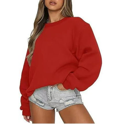 Spring Autumn Women's sweatshirt daily Casual Pullover Solid Color Sportswear comfort O-Neck Tops Loose long sleeve sweatshirt