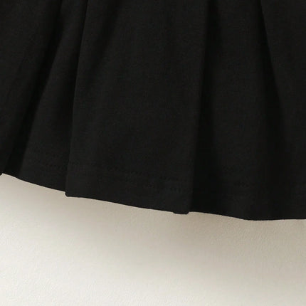 Summer Baby Girl Letter Graphic Contrast Collar Pleated Hem Dress