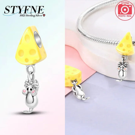 925 Silver Animal Series Snail Lamb Fox Chicken Duck Beaded Pendants Fit Bracelets Necklaces Fine Jewelry Making Gifts