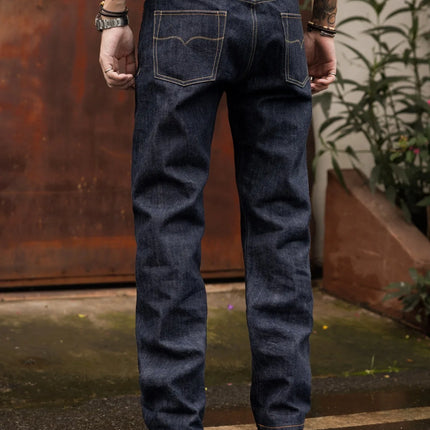 Red Tornado 12.5oz Selvedge Jeans Slim Straight Leg Vintage Workwear Style Summer Five Pocket Denim Pants