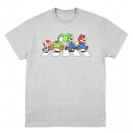 2026 New Mario Imitation of The Beatles Funny Graphic Unisex Cotton Shirt,There Are Children Size, Summer Men's Fashion T-shirt