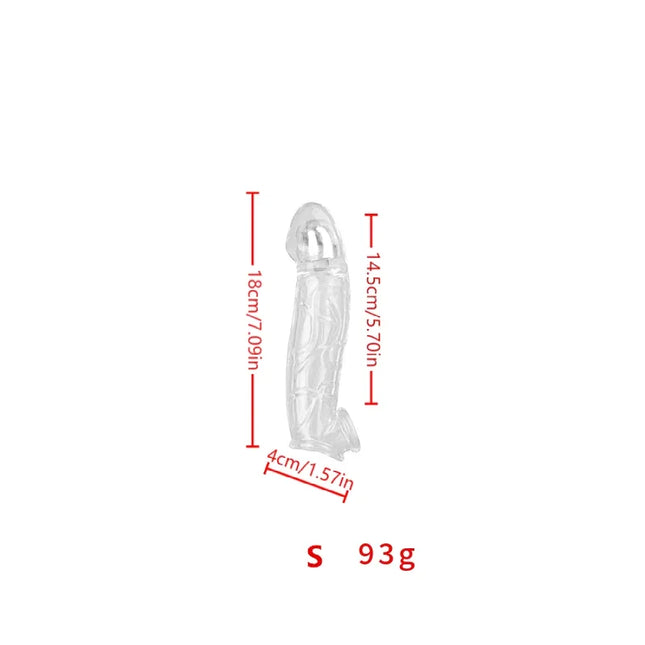 3 Size Reusable Penis Sleeve, Soft Clear Cock Sleeve Penis Extender Adult Sex Toys for Men Women, Durable Penis Enlarger Male