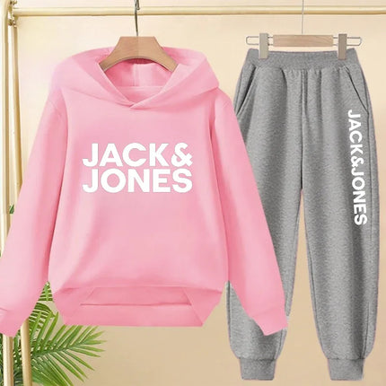 2025 Spring Autumn Outfits Kids Leisure Letter Print 2pcs Hoodie+Pants Tracksuits 3-13 Years Boys Girls Children Clothes