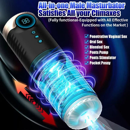 Mens Automatic Sucking Masturbator 9 Model Rotating Thrusting Vibration Penis Trainer Glans Cock Blowjob Stimulator Male Sex Toy