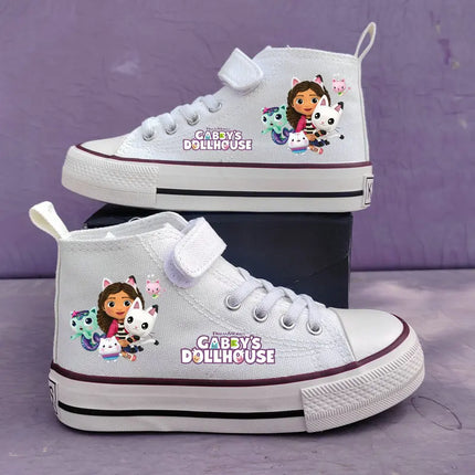 New Gabby's Dollhouse Children's Shoes Student High Top Canvas shoes Girls Anti-slip Outdoor Shoes Kids Sport Shoes
