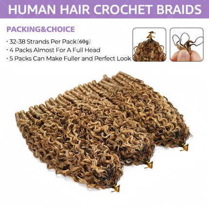 15A Water Wave Miracle Knots Feather Crochet Human Hair With Spiral Curly End Pre-Looped Highlight Burmese Curly Bulk Human Hair