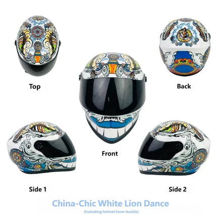 Pet Helmet For Cats Small Dogs Chinese Lion Dance Pattern ABS Buckle Outdoor Travel Photo Prop