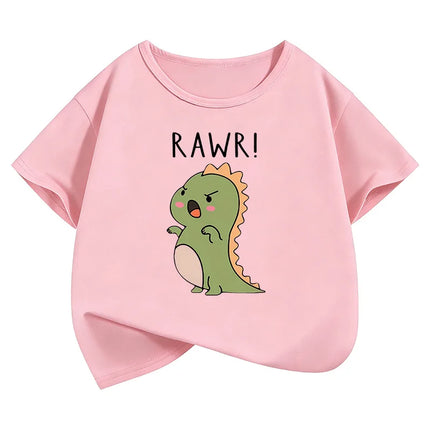 Short Sleeve Funny Dinosaur T Shirts Graphic Kids Children's T-shirt Boys Girls Summer Spring Casual Top Tee Shirt Cartoon