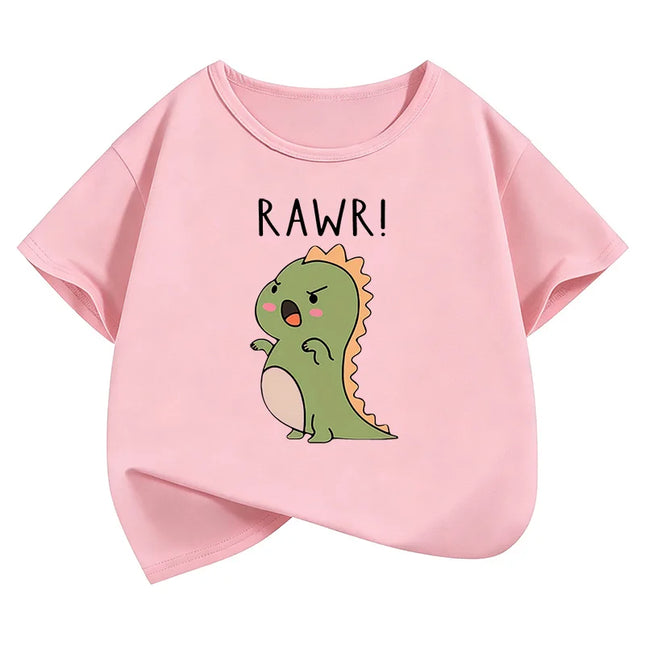 Short Sleeve Funny Dinosaur T Shirts Graphic Kids Children's T-shirt Boys Girls Summer Spring Casual Top Tee Shirt Cartoon