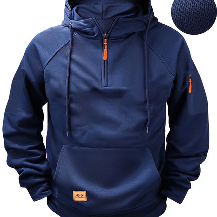 Autumn/Winter New Men's Hoodie Fashion Casual Sports Hoodie Retro Harajuku Long Sleeve Zipper Multi Pocket Loose Street Wear