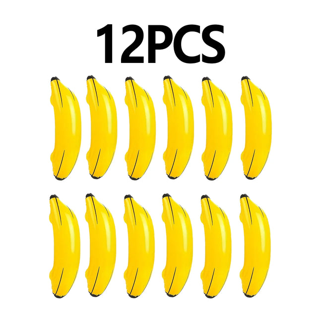 12-Pack Inflatable Bananas - Great for Bachelorette Parties, Pool Games - Durable PVC Party Supplies (No Hoops)