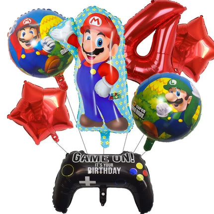 Cartoon Super Mary Balloon Set Mario Luigi Game Themed Birthday Party Decoration  Peach Princess Aluminum Film Balloon Kids Gift