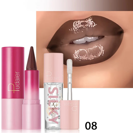 Silky Lipstick and Nourishing Lip Oil Set, Matte Pointed Lipstick, Dual-purpose, Christmas Gift Choice.