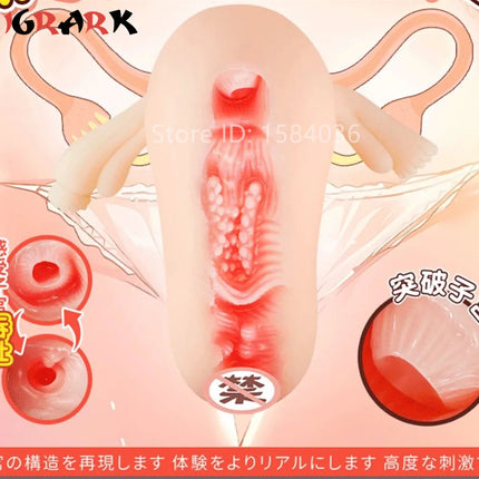 Realistic Women Uterus Vagina Masturbation Device Aircraft Cup Penis Simulation Pocket Pussy Breast Ball Adult Sex Toys for Man