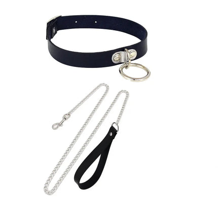 Cosplay Necklace Leash And Collar BDSM Leather Slave Heart Bell Ring C harm Collars Set For Women Bondage Gothic Choker Accessor