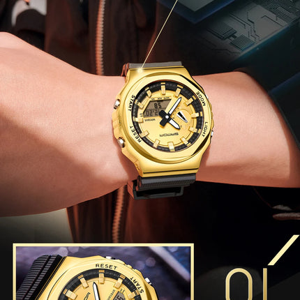 SANDA 3167 Top New Style Men's Casual Military Outdoor Sport Wrist Watch Quartz 50M Waterproof Fashion Dual Display Men's Watch