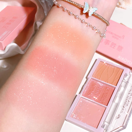 Secret Garden three-color blush eye shadow almond milk tea nude makeup natural color enhancement long-lasting powder