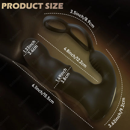 9 Wiggling Thrusting Beads Prostate Massager Vibrating Butt Plug with Penis Ring Vibrator Anal Dildo Prostate Stimulor for Men