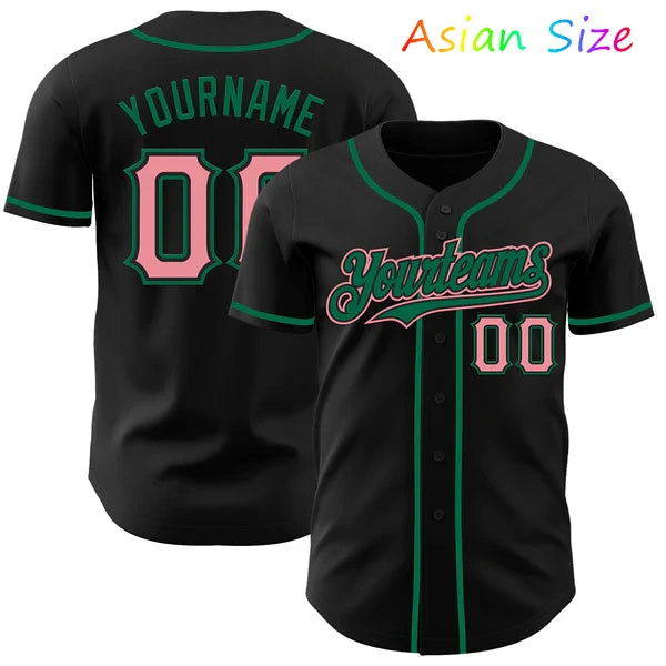 Classic Button Down Baseball Jersey Customized Team Name Number Black Baseball Shirt For Men Women Casual Hip Hop Streetwear Top