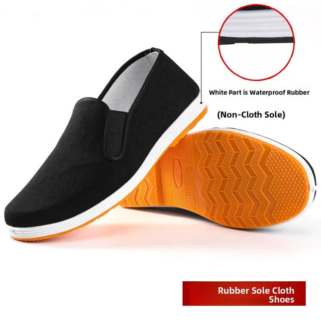 Beijing Men's Cloth Shoes Black Rubber Sole Casual Versatile Slip-On Low Cut Breathable Comfortable All-Season Footwear