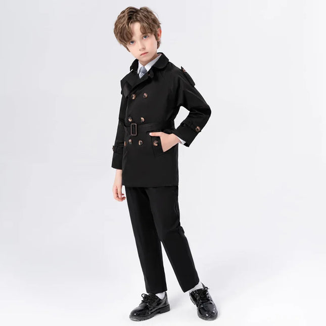 Wholesale JUCPKID Children Boys Suits Kids Boy Trench Coat Shirt Pants Suits Outfits Sets 2-10Y Handsome Teens Boys Elegant Suit