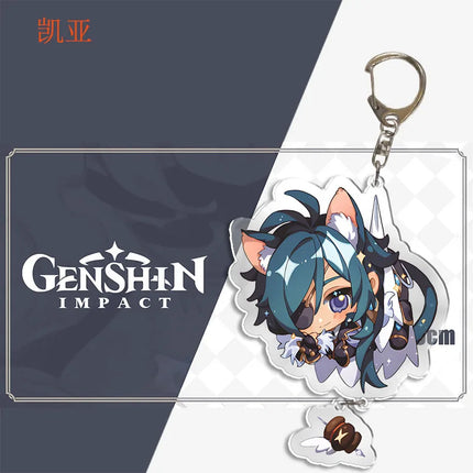 Genshin Impact Keychain Pendant ZhongLi Klee Raiden Shogun Xiao Wendi LingHua Car keyring Women Bag Charms Anime Game key chains