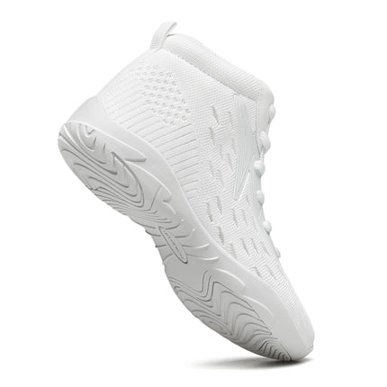 BAXINIER Girls White High Top Cheerleading Shoes Lightweight Youth Cheer Competition Sneakers kids Training Dance Tennis Shoes