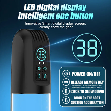 Waterproof Male Electric Powerful Suction Vacuum Penis Pump Masturbator Penis Enlargement Extension Adult Sex Toy for Men