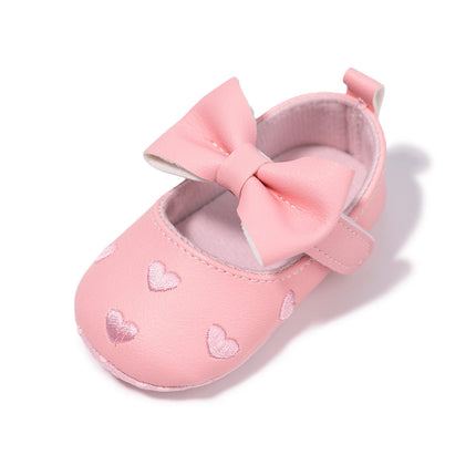 Meckior Baby Shoes Classic Dress Cute Bow-knot Heart Anti-slip Soft Sole First Walkers Infant Baby Girls Toddler Shoes 0-18m