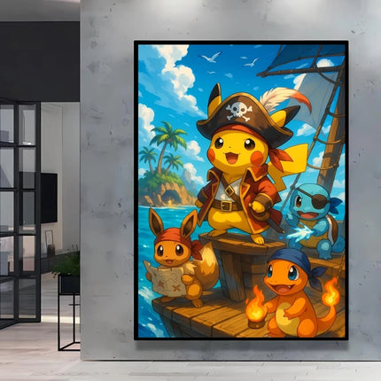 Japanese Anime Canvas Paintings Pokemon Pikachu Poster Cartoon Character Picture Bright and Clear Colors High Quality Home Decor