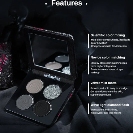 Kaleidos 4-Color Glitter Eyeshadow Palette High Pigmented Shimmer Matte And Glitter Finish Eye Shadow Makeup Set