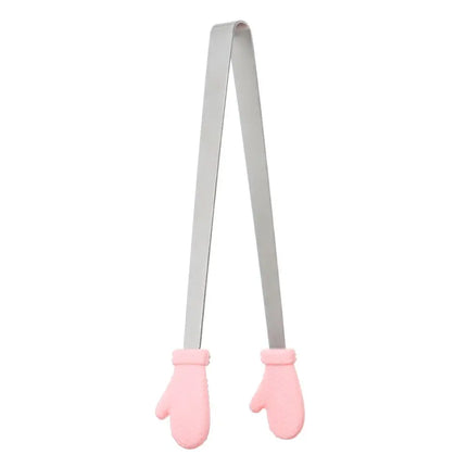 1pc Creative Silicone Stainless Steel Mini Snack Food Tongs Non-slip Handles BBQ Bread Ice Cube Clip Kitchen Accessories
