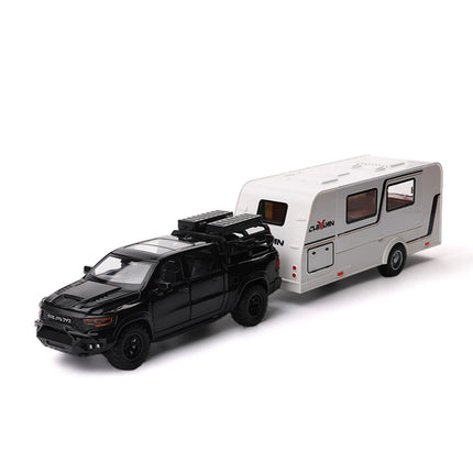 1:32 Alloy Trailer RV Car Model Diecast Metal Toy Recreational Off-road Vehicle Truck Camper Car Model Sound and Light Gift