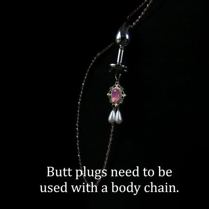 Pink Gemstone Necklace Nipple Clamps Erotic Tassel Body Chain 5 Sizes of Butt Plugs Chest Stimulation Integrated BDSM Restraint