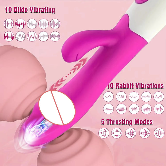 Powerful Rabbit G Spot Vibrator Female Dildo Clitoris Stimulator Penetration Vagina Massage Masturbator Adult Sex Toys for Women
