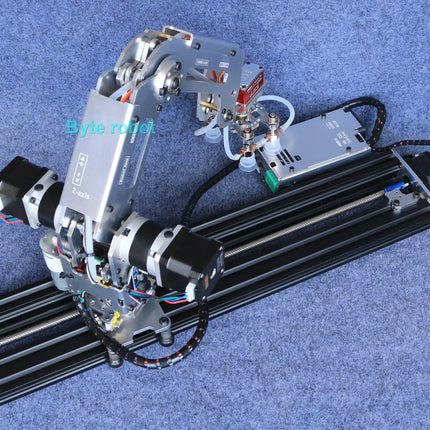 Full Metal Stepper Robot Arm 4 Aixs Mechanical Arm Bracket Sliding Table Unassembled Kit for Industrial Robot Model Stepper Claw