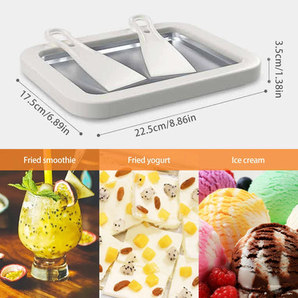 Ice Cream Maker Pan with 2 Scrapers Ice Cream Maker Plate Multifunctional Cold Sweet Fried Food Plate Rolled Ice Cream Maker