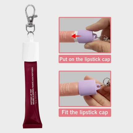 New Silicone Lip Balm Keychain Cap Makeup Tool Accessories Key Ring Lipstick Storage Cap Bag Pendant Lip Gloss Keychain Cap