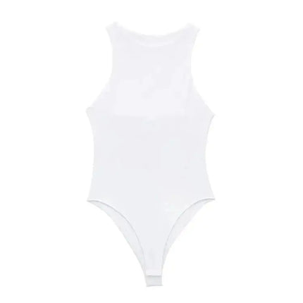 Women Fashion With Halter Neck Skinny Bodysuit Sexy Sleeveless Snap-button Female Playsuits Mujer