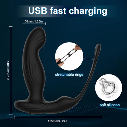 3 IN 1 Wireless Control Heating Swing Vibrator Dildo Double Penis Ring Male Prostate Massager Adult Sex Toys For Men Couples