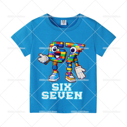 Steal A Brainrot Children Short Sleeves T-Shirts Cartoon 67 Six Seven Tops Shirts Game Cute Girls Boys Kids Summer Clothes Gift