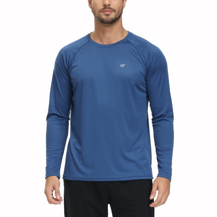 Men UPF 50+ Long Sleeve T-Shirt, Rash Guard Breathable Tops, Pullover Shirt for Sport Fishing Hiking Running Beach Surfing