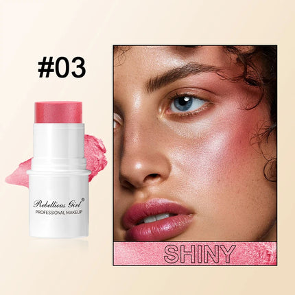 Blush Contour Highlighter Stick for Cheeks Eyes Lip Lightweight Dewy Finish Blush Stick Contour Natural Blusher Stick Makeup Set