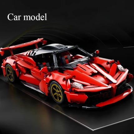 1:14 Red building block sports car RC toy, car building block toy, birthday gift, sports car model DIY, children's gift