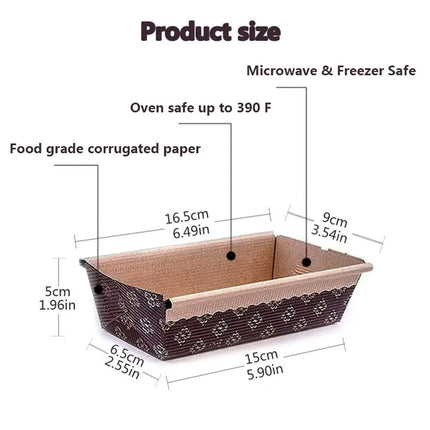 25PCS Brown Paper Baking Loaf Pan Rectangle Tray Brownie Toast Boxes Baking Tool For Wedding Party Accesseries