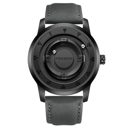 FOXBOX Watch Planet Design Fashion Floating Magnetic Pointer Free Ball Bearing Creative Simple Waterproof Quartz Watch for Men