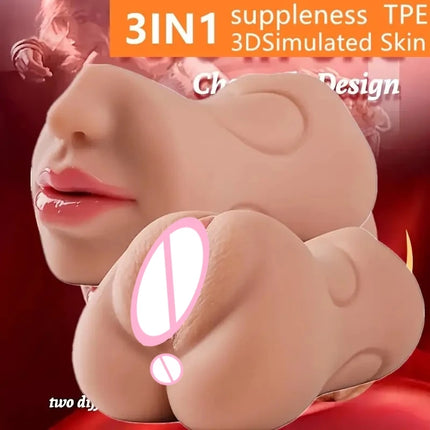 3D Realistic Simulation Light Beige Texture Male Masturbator Adult Products for Men Portable Vaginal Sex Toys Male Sex Toys 18+