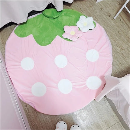 Cute Strawberry Plush Carpet Plush Seat Cushion Sofa Office Chair Cushion Soft Floor Mat Home Decor Non-slip Washable
