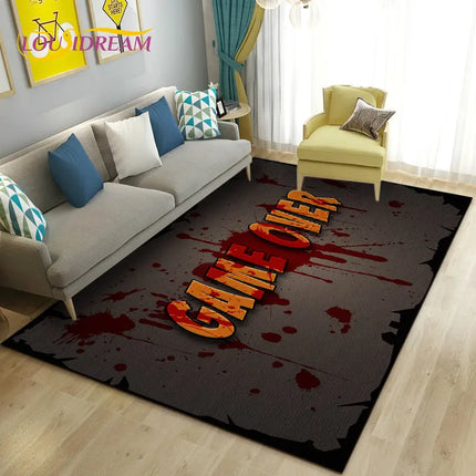 3D Cartoon Gamer Game Over Area Rug Large,Carpet Rug for Living Room Bedroom Sofa Doormat Decoration,Kid Play Non-slip Floor Mat